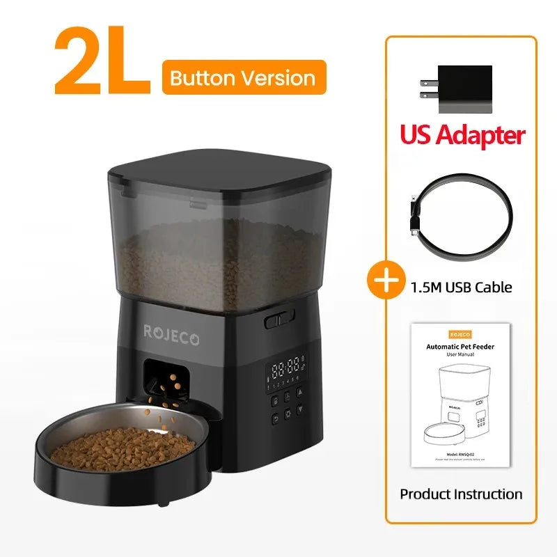 ROJECO 2L Automatic Pet Feeder – Button Controls