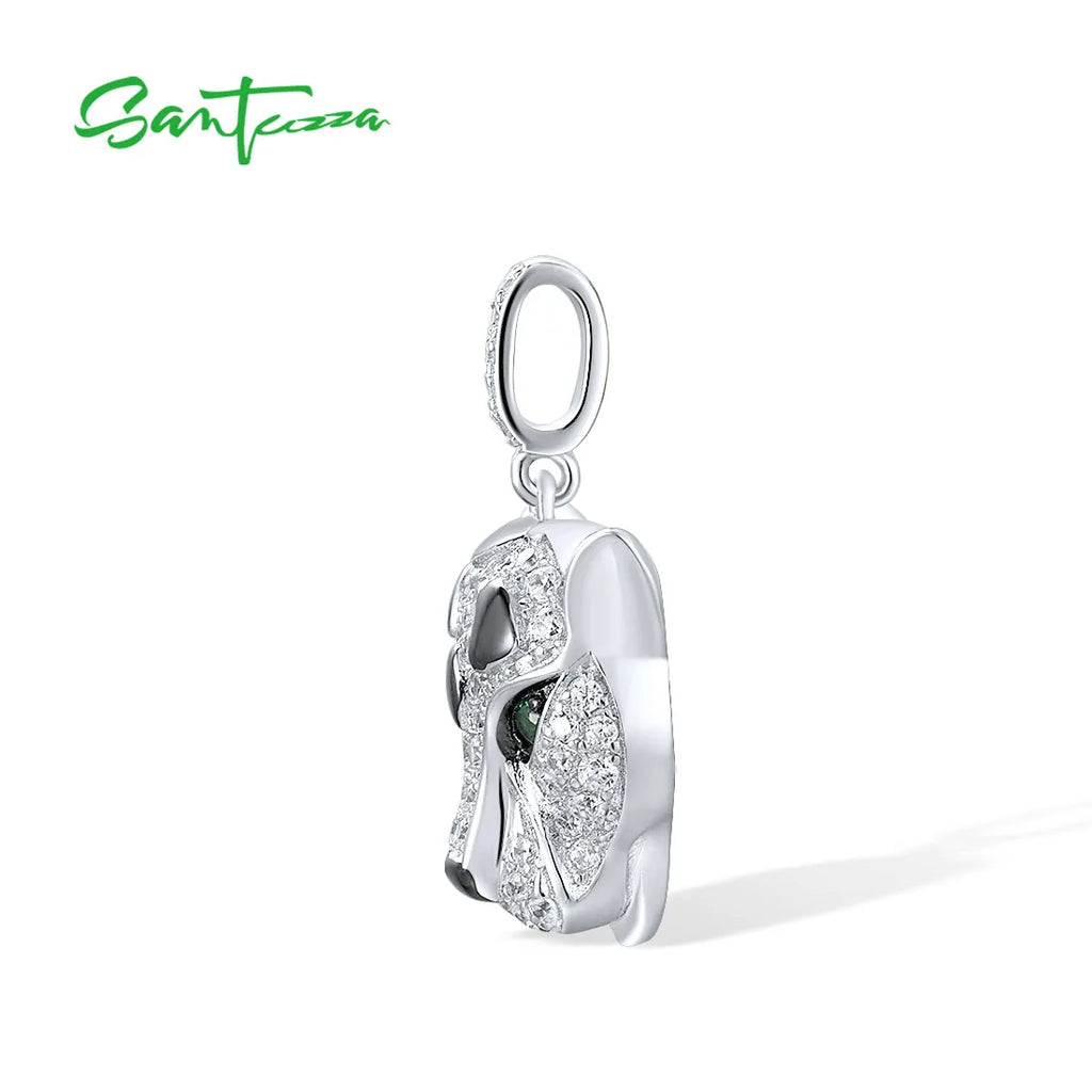 Leopard Pendant with Green Stone Eyes