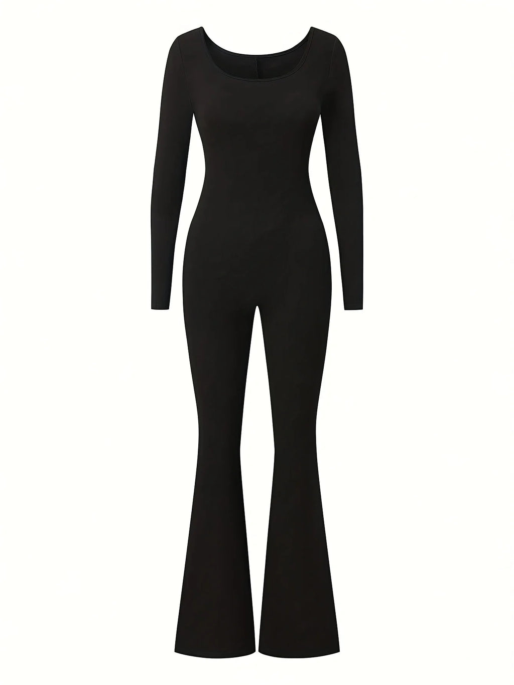 Women's Long-Sleeve U-Neck Jumpsuit