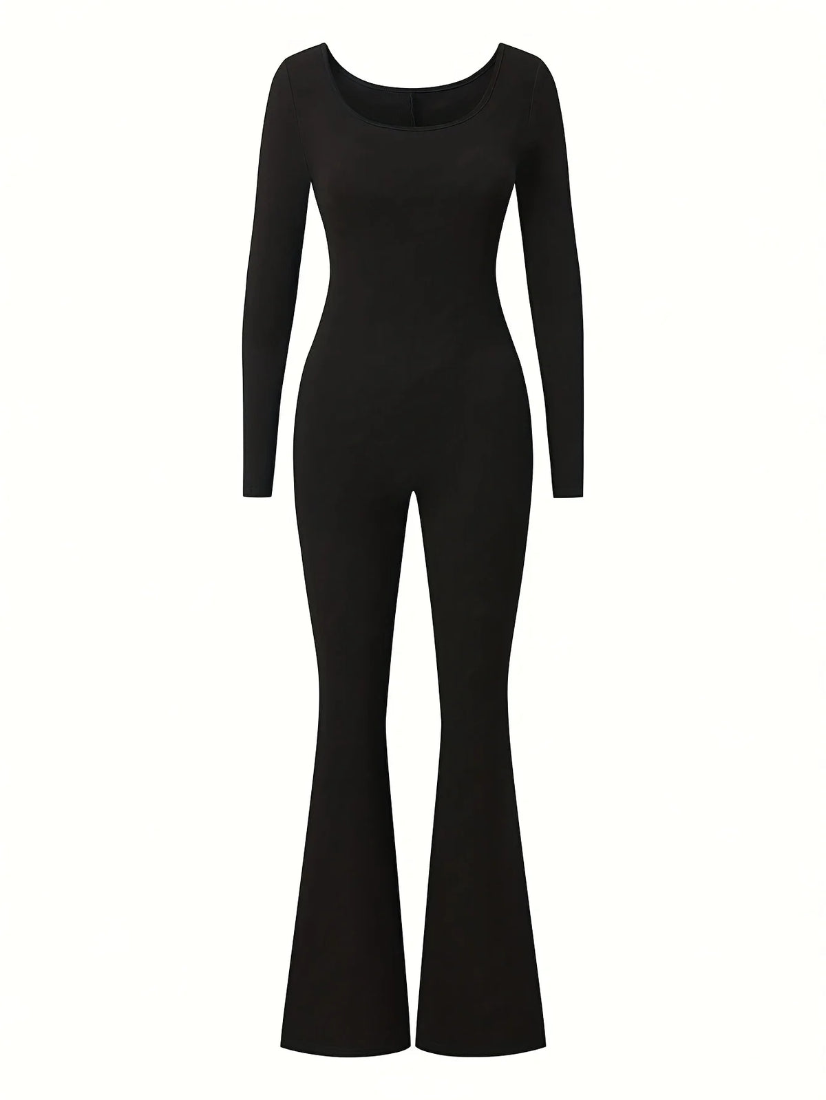 Women's Long-Sleeve U-Neck Jumpsuit