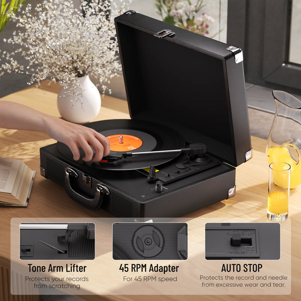 MAIO 3-Speed Suitcase Record Player with Built-In Speakers