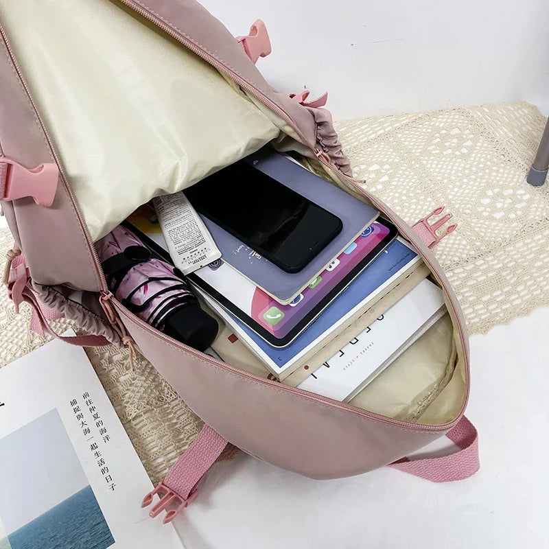 Colorblock School Backpack with Clear Display Pockets