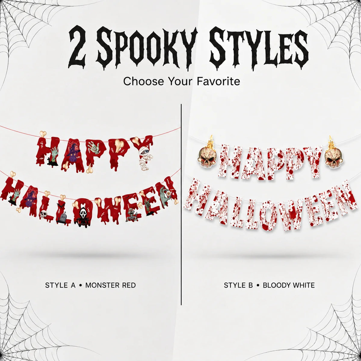 Happy Halloween Hanging Letter Banner – Spooky Designs