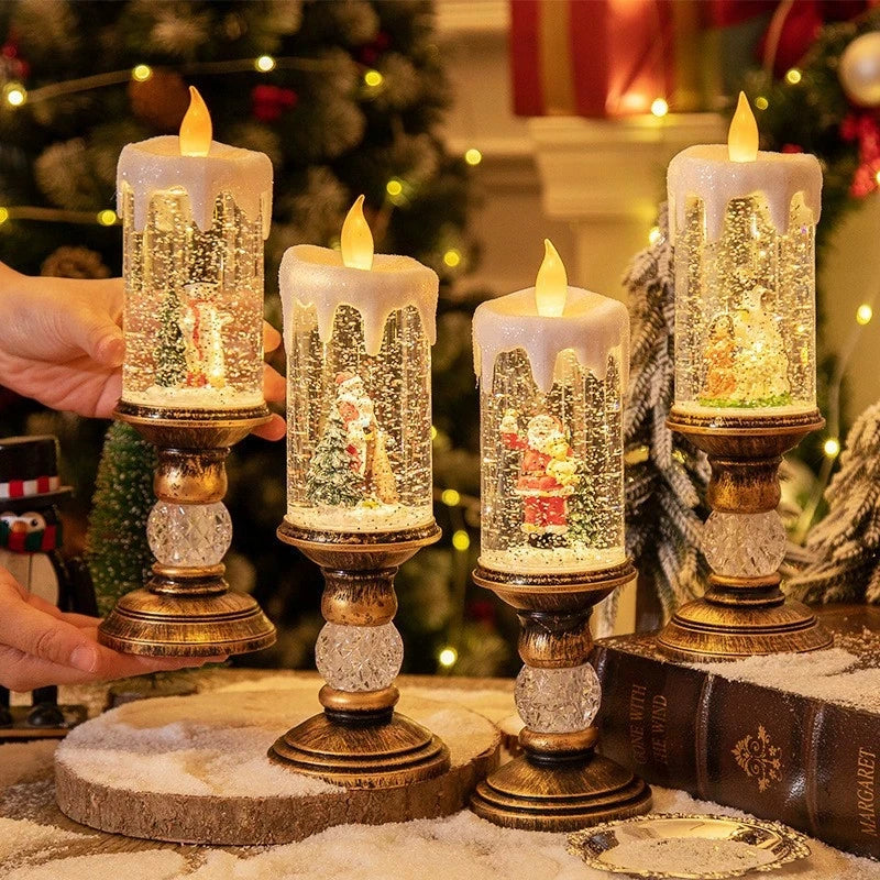 Light-Up Christmas Candle-Style Scene Decoration