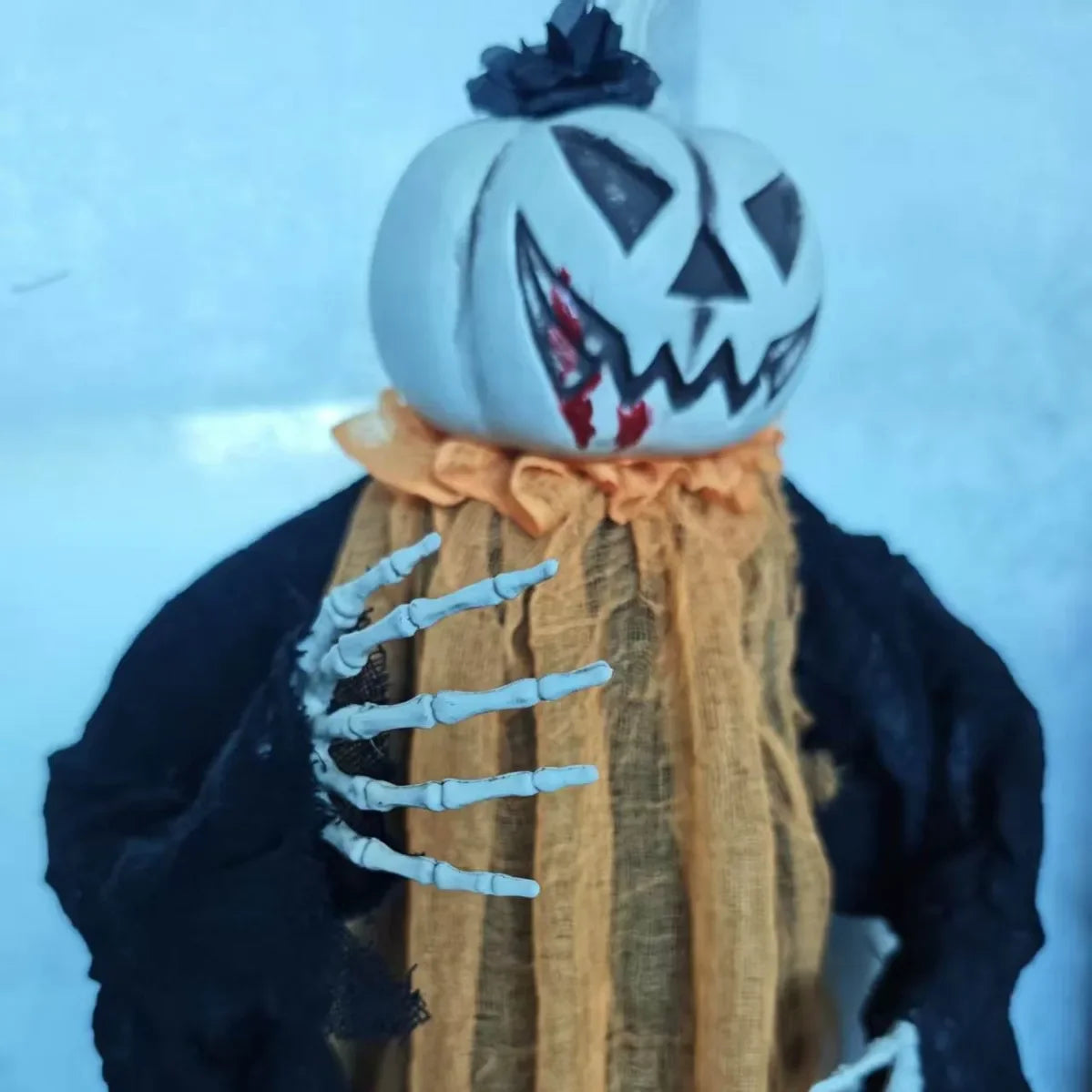 Hanging Pumpkin-Head Halloween Decoration – Skeleton Hands