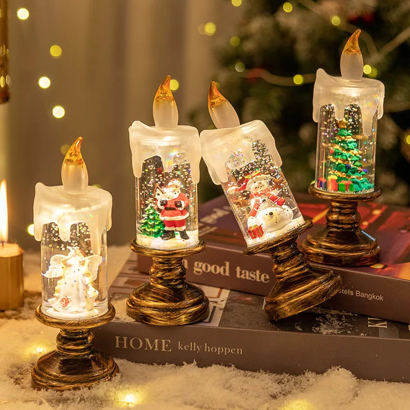 Light-Up Christmas Candle-Style Scene Decoration