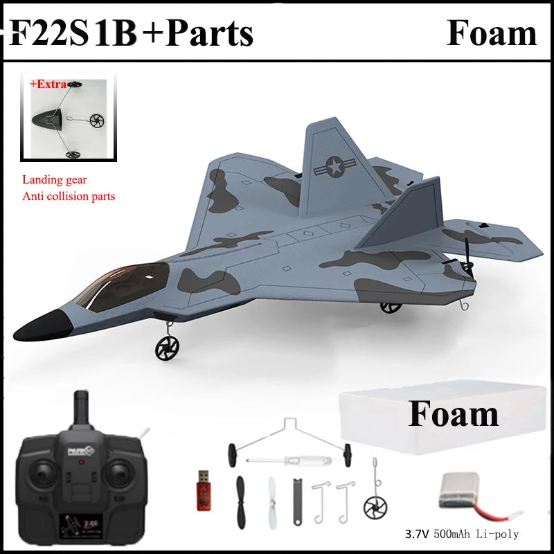 F22S Remote-Control Airplane – Gyro & LED Bundle Options