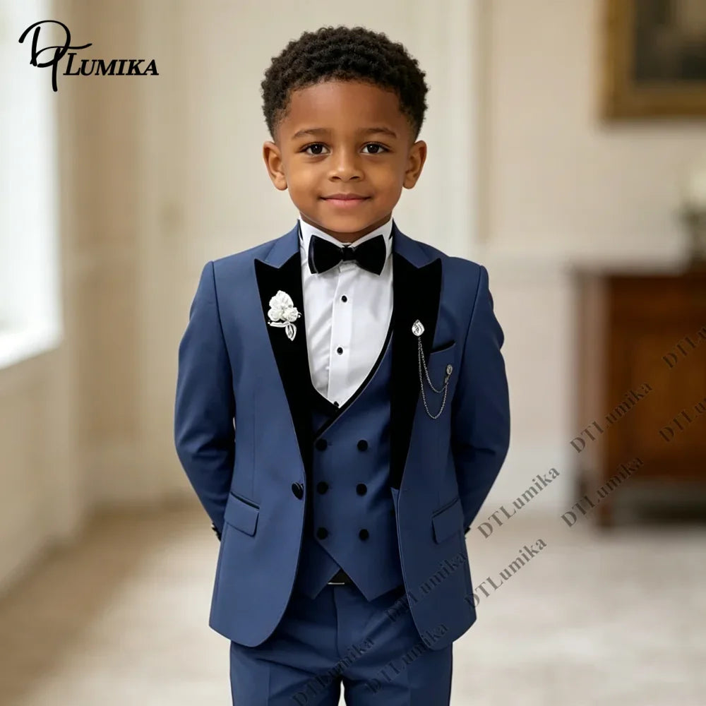 Boys’ 5-Piece Formal Suit Set with Bow Tie & Necktie – 3T–14T