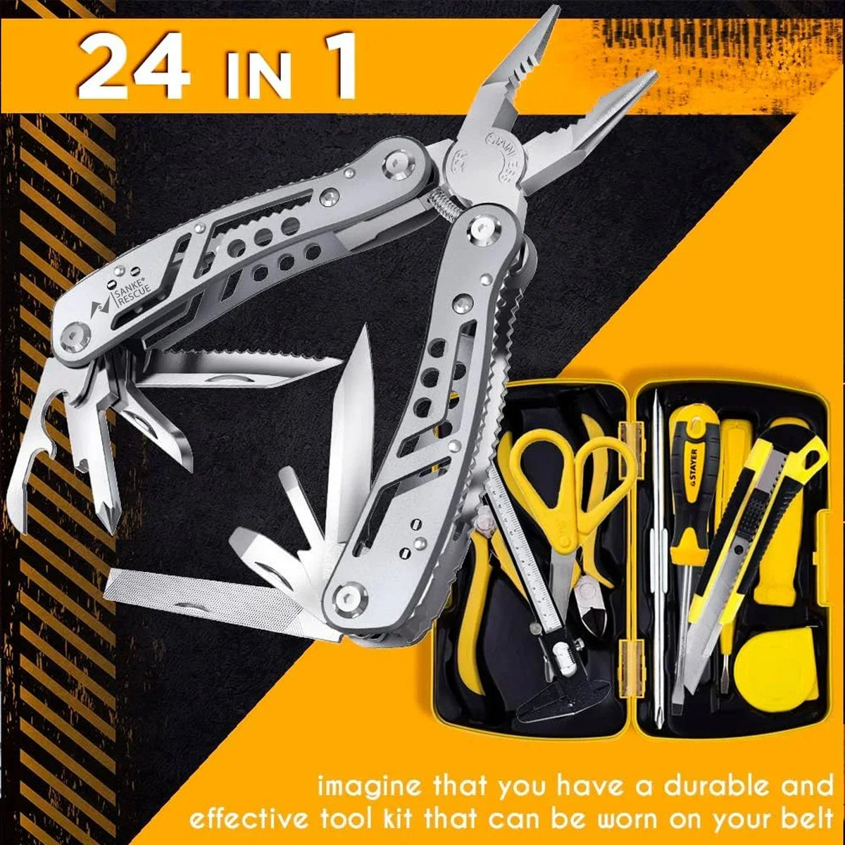Sanke Rescue 24-in-1 Folding Multitool Pliers with Bit Set