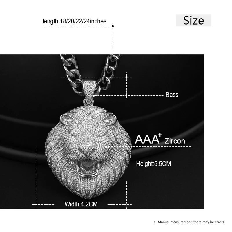 Lion Pendant Necklace with Rope Chain