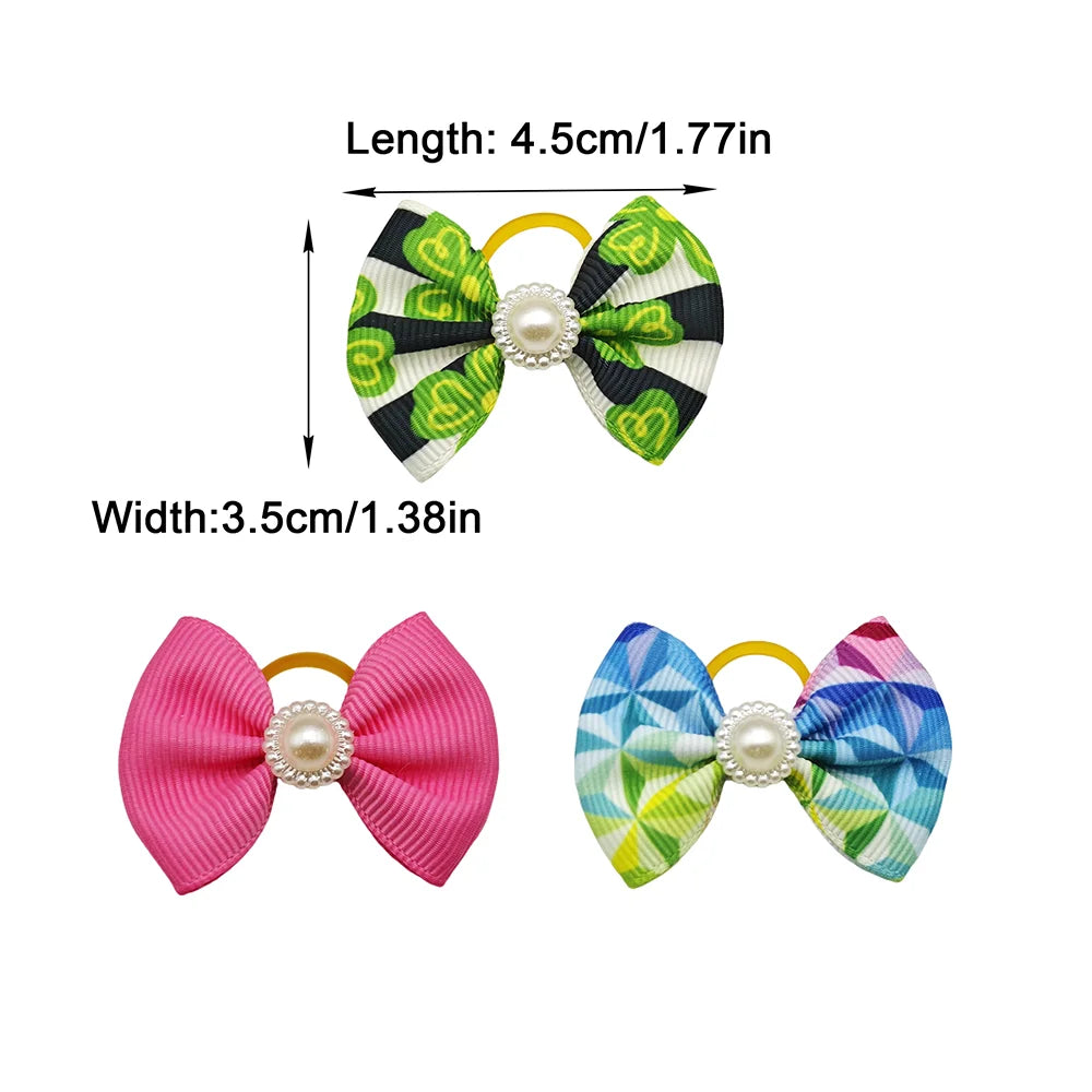 Dog Hair Bows with Elastic Bands – Mixed 10-Pack