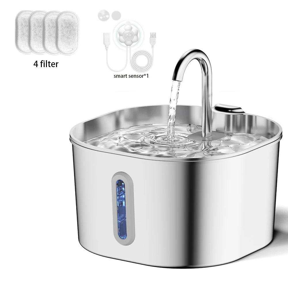 Stainless-Steel Pet Water Fountain – 2.2L