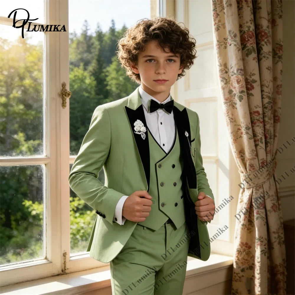 Boys’ 5-Piece Formal Suit Set with Bow Tie & Necktie – 3T–14T