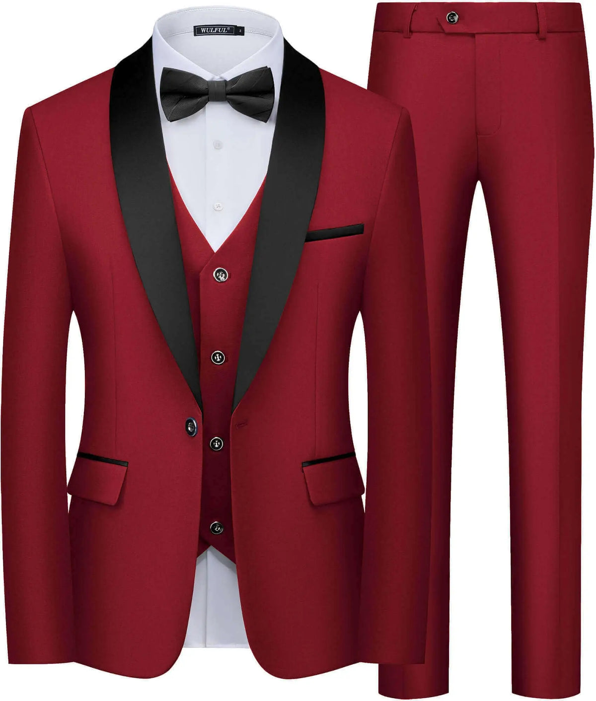 Men's 3 Piece Tuxedo Suit Set Shawl Lapel One Button Slim Fit Blazer Vest Pants Wedding Groom Prom Formal Party Business Outfit