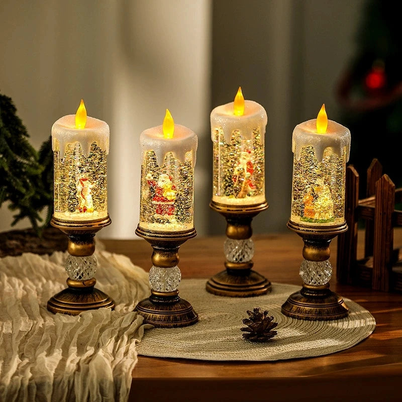 Light-Up Christmas Candle-Style Scene Decoration