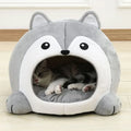 Husky-Shaped Plush Cat Cave Bed – Three Sizes