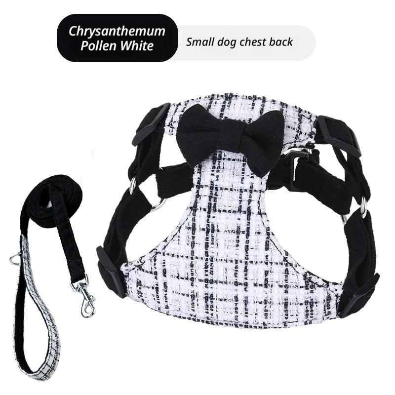 Plaid Bow Pet Harness & Leash Set