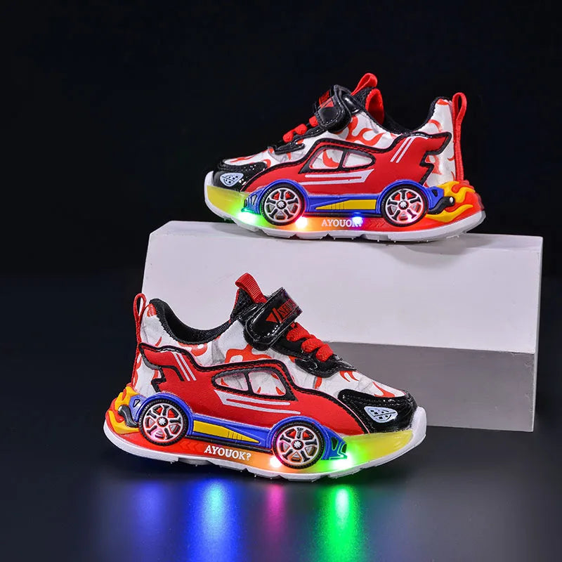 Kids’ LED Light-Up Sneakers with Hook-and-Loop Closure
