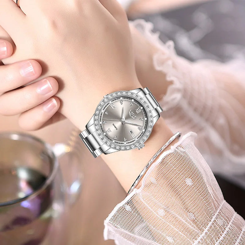 LIGE Women's Quartz Watch with Stainless Steel Band