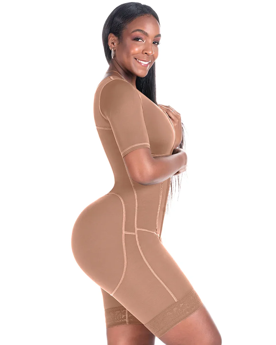 Women’s Hook-Front Shapewear Bodysuit with Sleeves