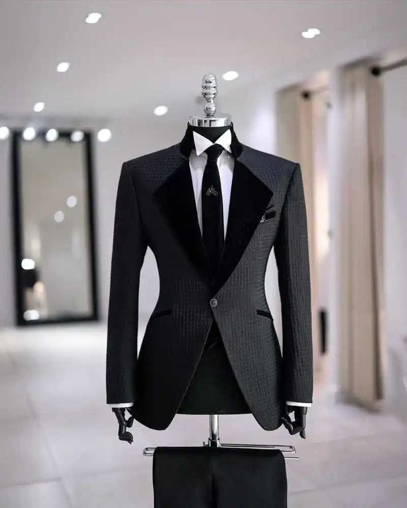 Men's Textured Formal Suit for Weddings & Evening Events