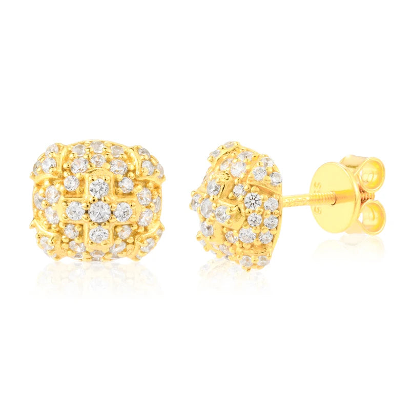Cross-Design Stud Earrings – Gold-Tone & Silver-Tone Options