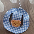 Gingham Dog Bucket Hat with Ear Openings