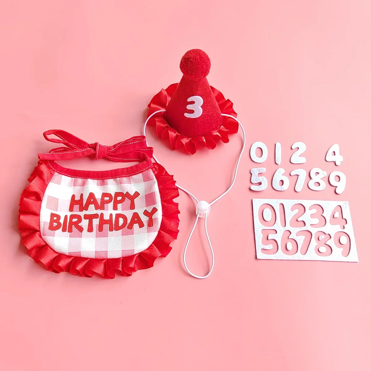 Pet Birthday Hats & Ruffled Bibs – Sets or Separates