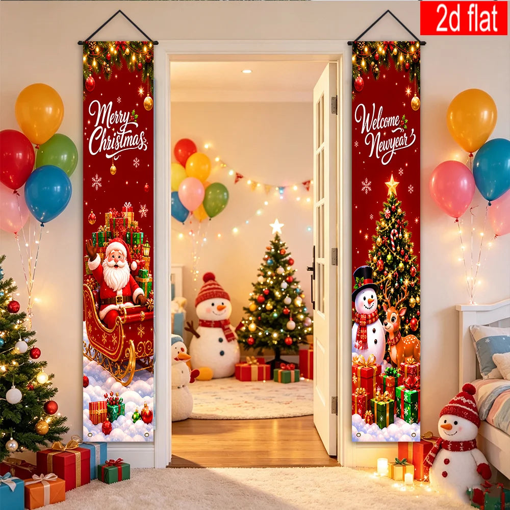 Merry Christmas & New Year Hanging Door Banners