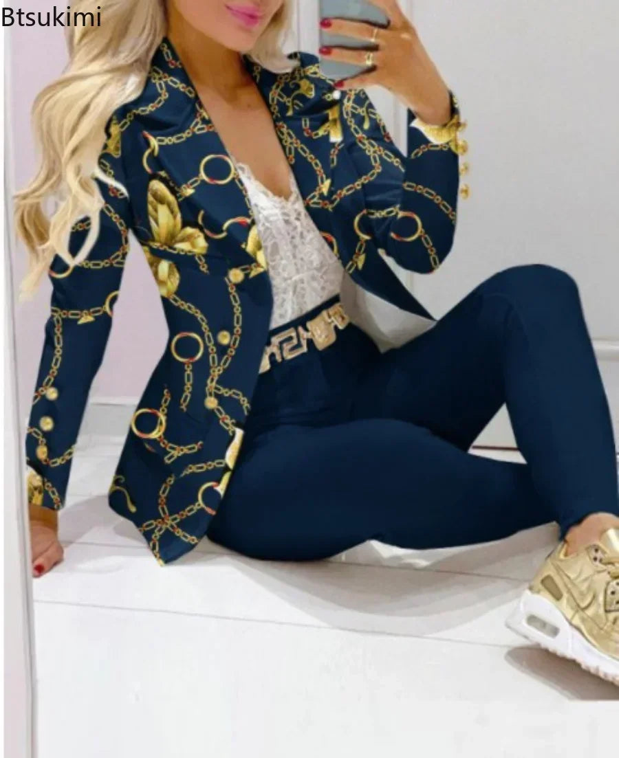 Women's Blazer & Pants Set – Solid & Printed Styles