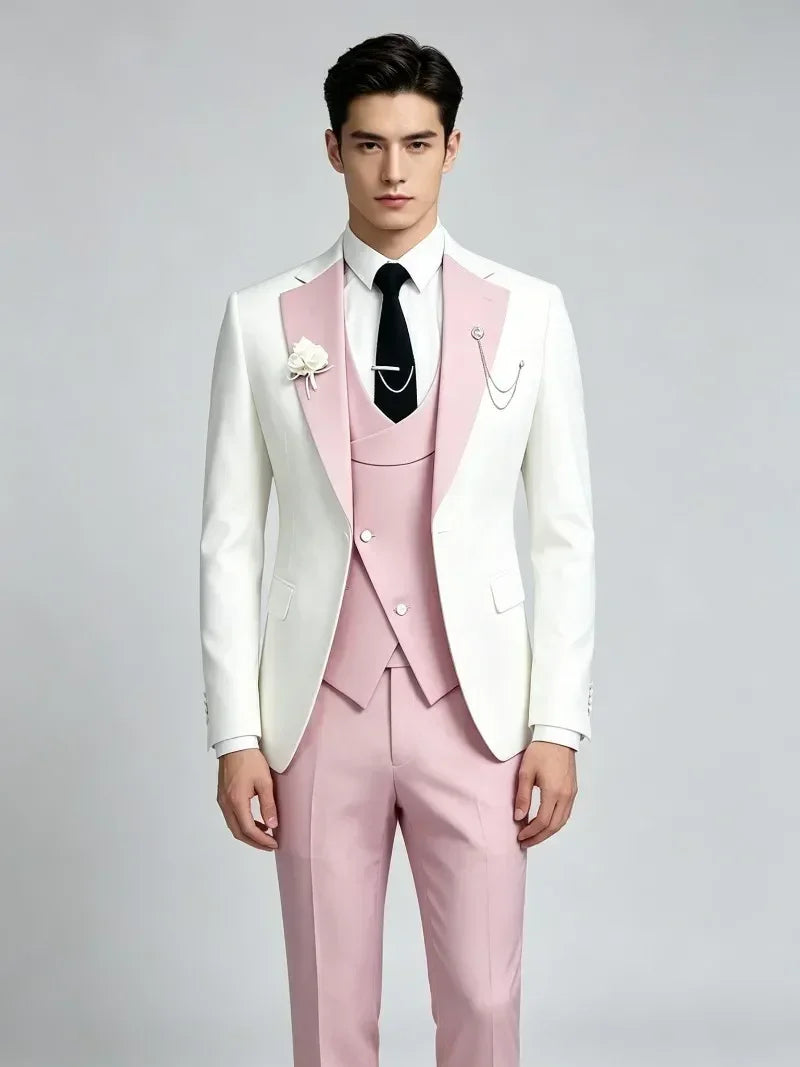Formal Men's Suit 3 Piece Set Groom's Wedding Tuxedo Slim Fit Jacket Vest Pants Formal Party Dress Tailored Clothes Men Suits