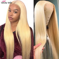 613 Blonde Straight Lace Front Wig, Human Hair, 10-30 Inches