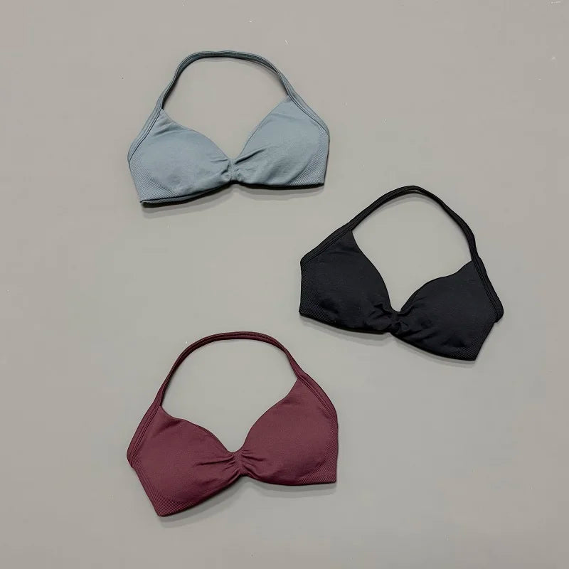 Women’s Halter Sports Bra – Open-Back Design