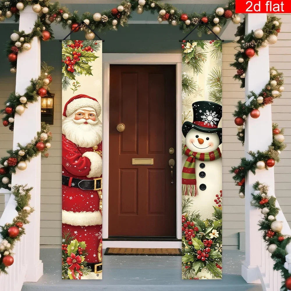 Santa & Snowman Christmas Hanging Door Banners