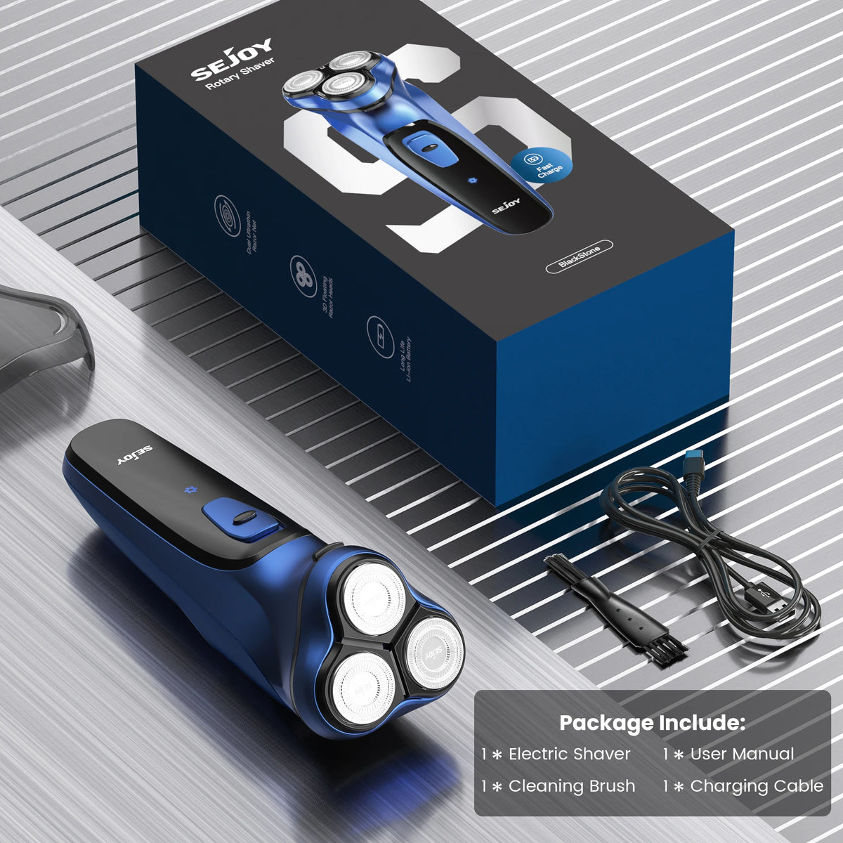 Men’s Rechargeable Triple-Head Rotary Shaver with Pop-Up Trimmer