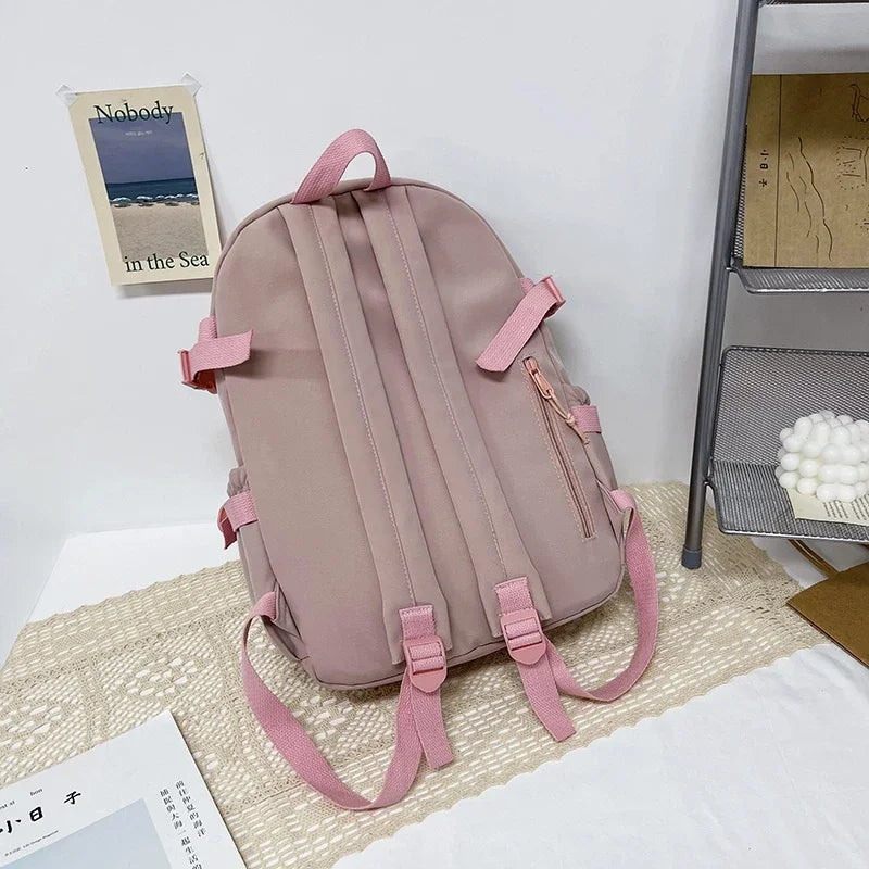 Colorblock School Backpack with Clear Display Pockets