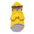 Yellow Hooded Dog Coat with Striped Lining
