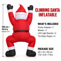 6FT Christmas Inflatable Climbing Santa with LED Lights Blow Up Yard Decor 1.8M Funny Santa Climbing Wall for Outdoor Garden Lawn Holiday Party Xmas Decor Yard Cafe Outdoor Decoration Props