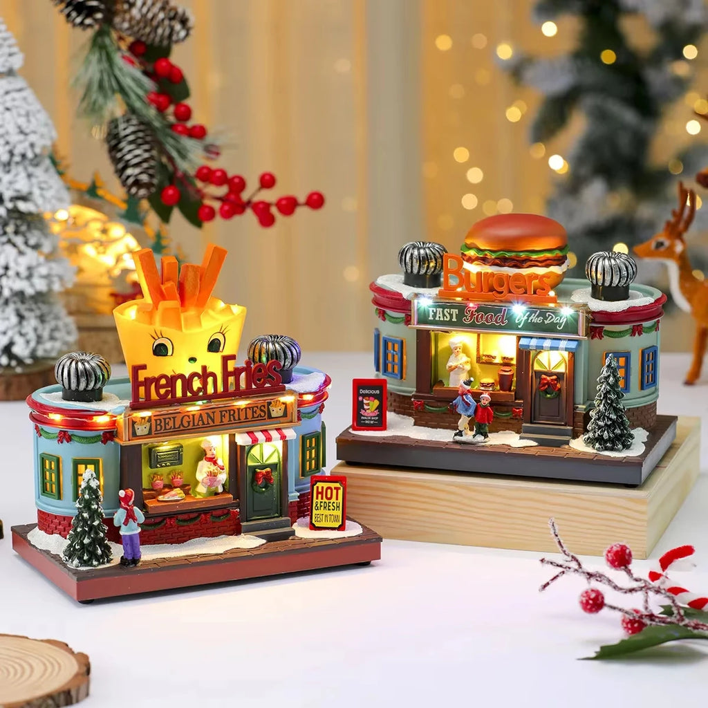 Light-Up Christmas Village Decorations – Shops & Santa House