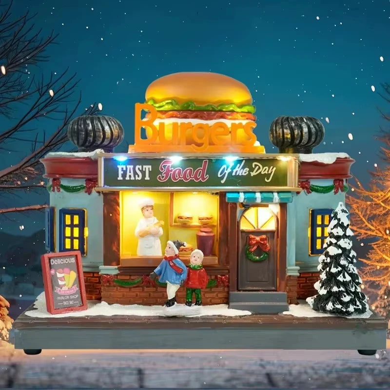 Light-Up Christmas Village Decorations – Shops & Santa House
