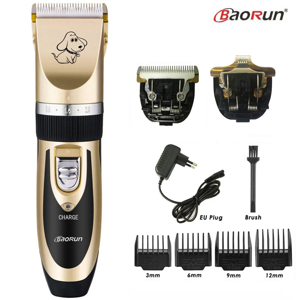 BaoRun Rechargeable Pet Grooming Clippers – Black Kit Options