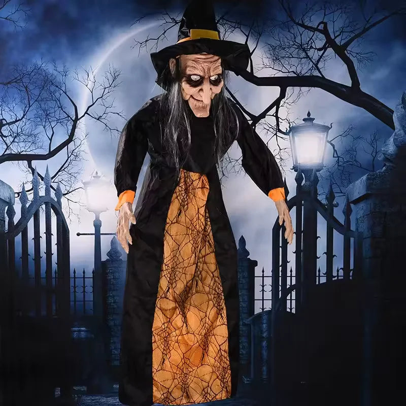 Hanging Halloween Witch with Light-Up Eyes & Sound
