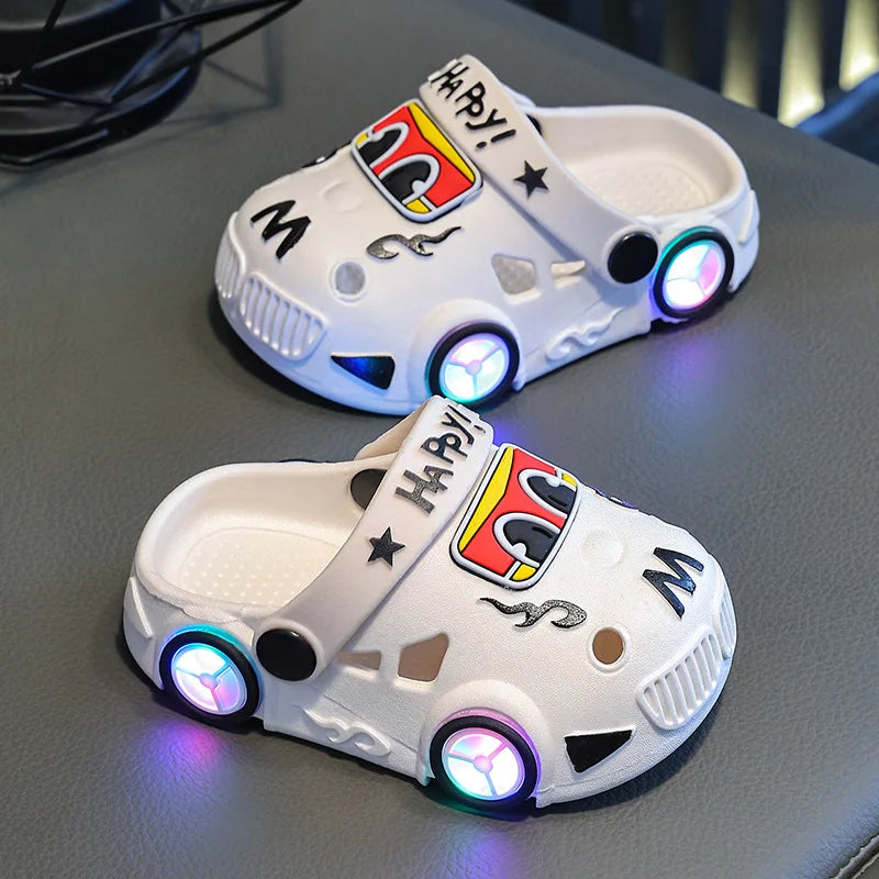 Kids’ Light-Up Car Clogs with Heel Strap