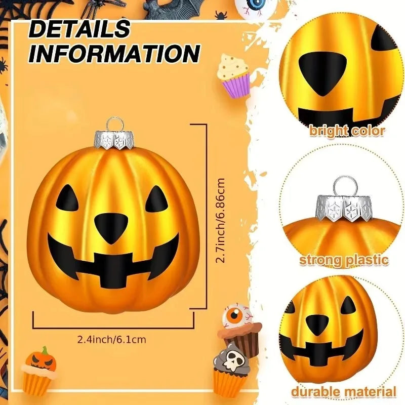 Halloween Ghost & Pumpkin Hanging Ornaments – 12 Pieces