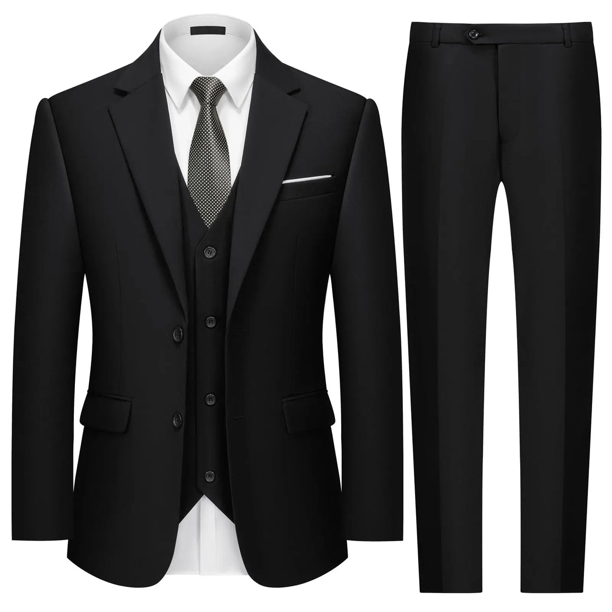 Men's Classic Solid-Color Suit for Weddings & Business