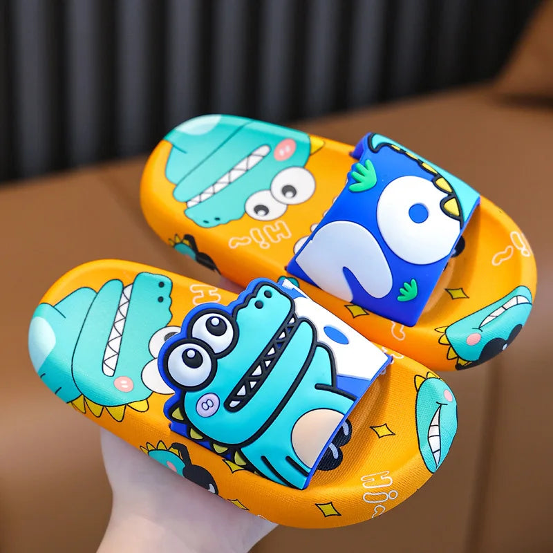 Kids’ Cartoon Dinosaur Slide Slippers