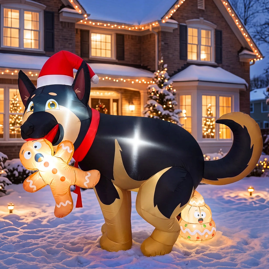 5 ft Dog & Gingerbread Man Novelty Christmas Decoration