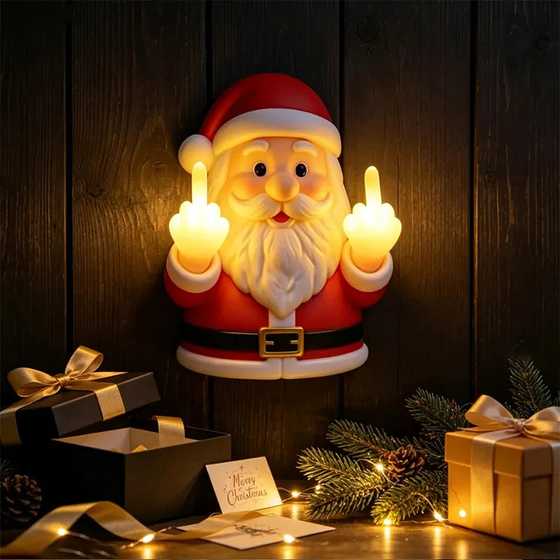 Light-Up Middle-Finger Santa – Adult Novelty Decoration