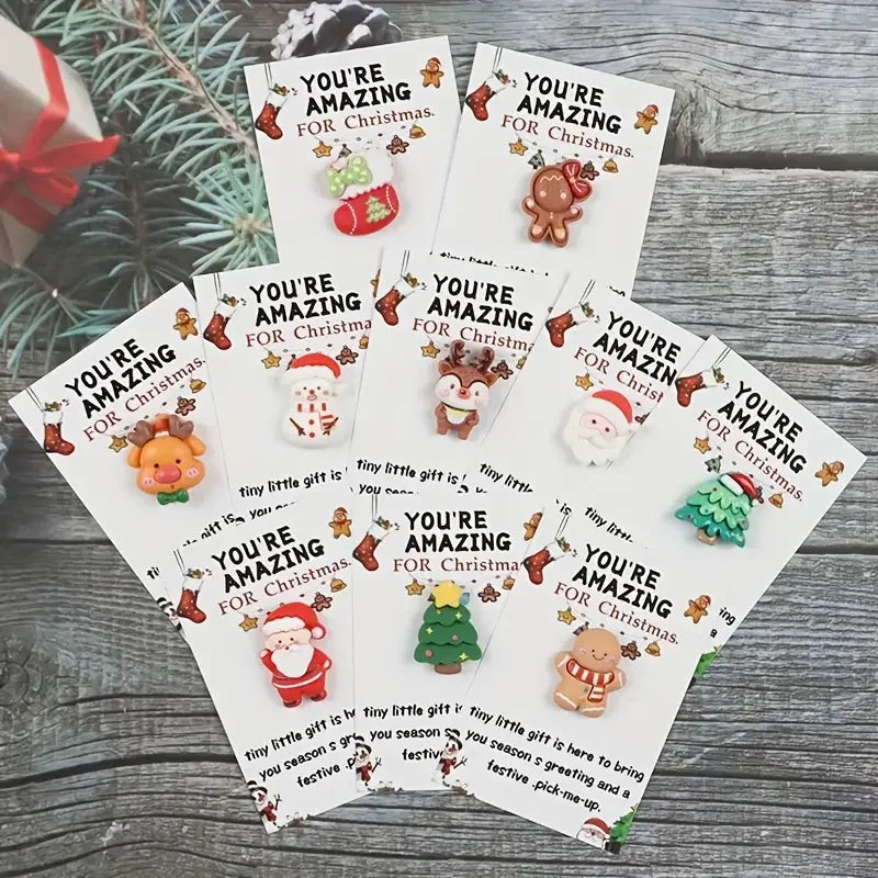 Christmas Mini Cards with Resin Charms – Assorted 10 or 40 Pack