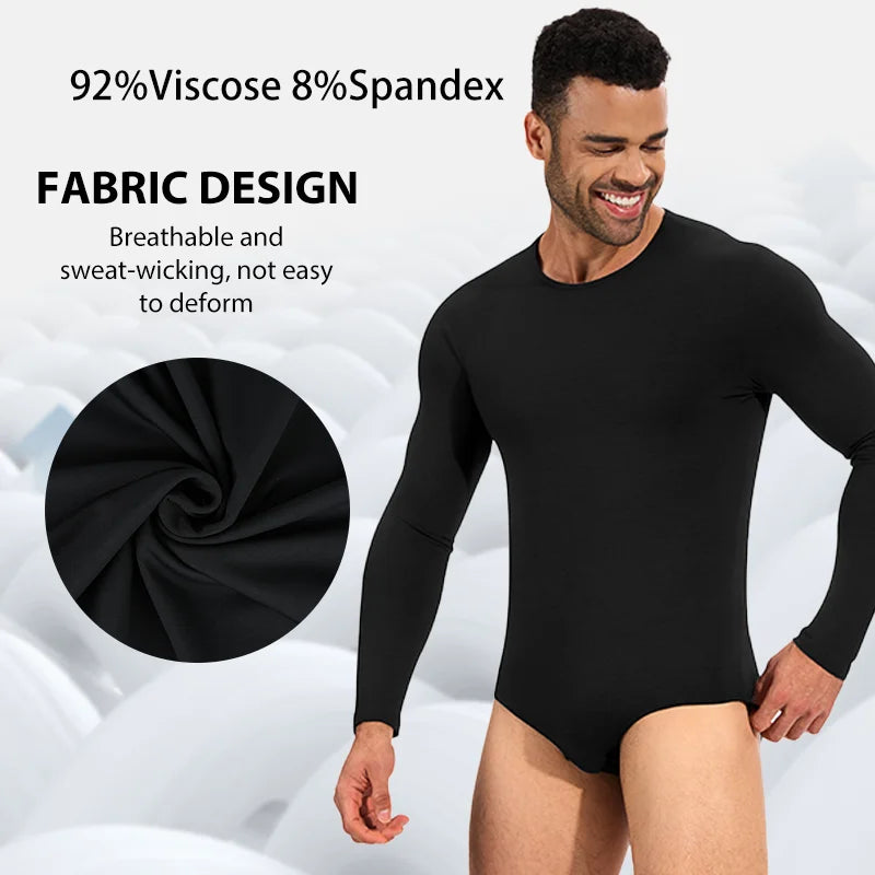 Men's Long-Sleeve Knit Bodysuit with Snap Closure